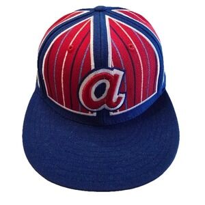 Atlanta Braves MLB American Needle Cooperstown Cap Hat 7 1/8 Red Blue‎ Pinstripe